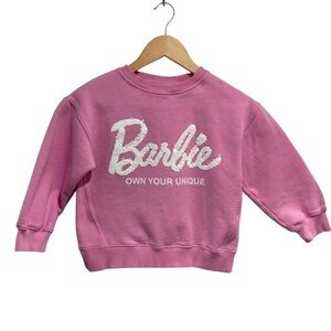 2 for $20 Girl’s Zara Barbie Pink Cozy Sweatshirt with Sequin Font
